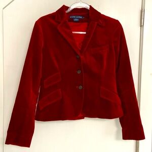 Ralph Lauren red velvet blazer -size 6